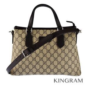 Gucci GG Supreme Monogram Zippered Tote dark brown leather